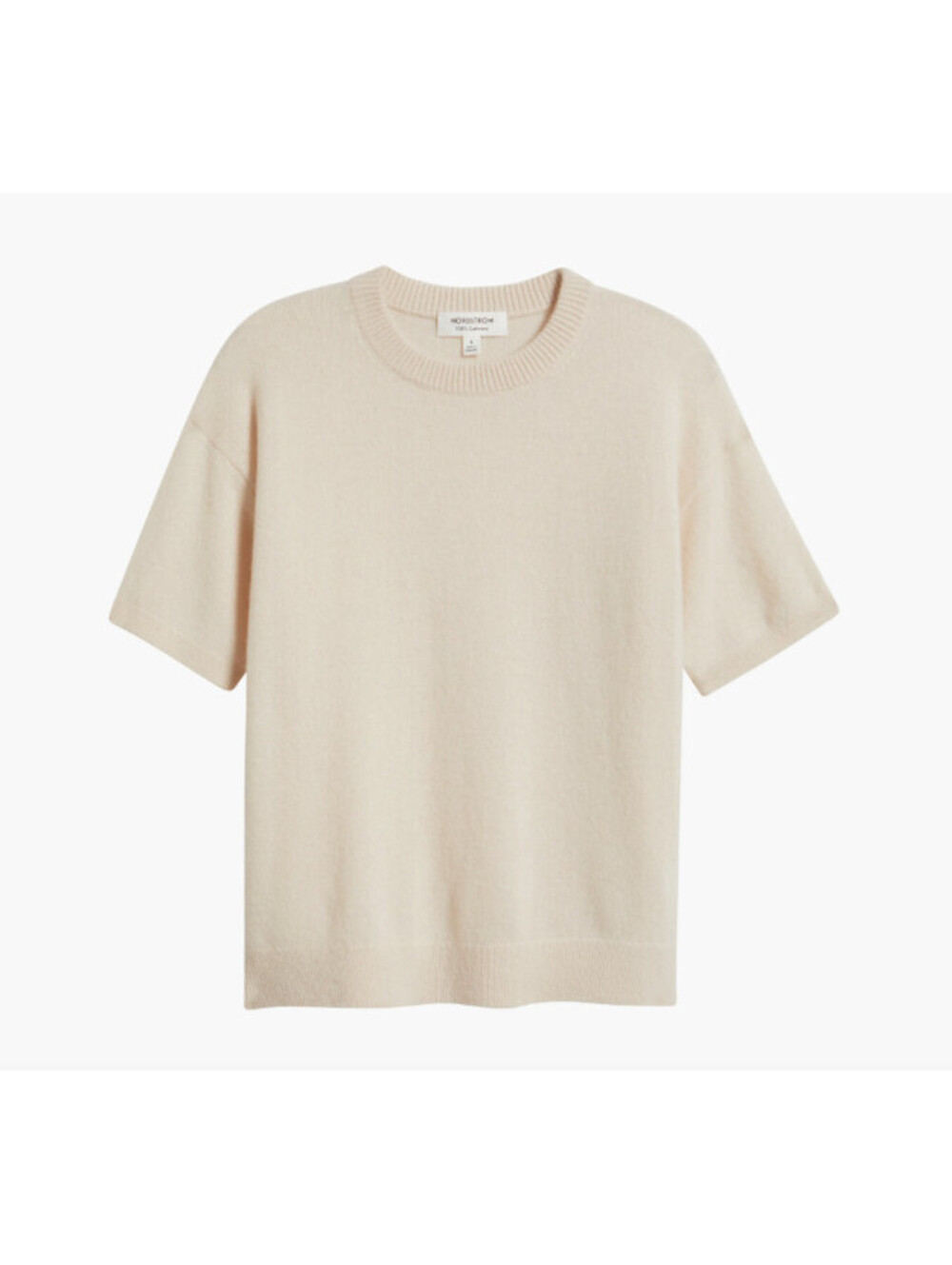 NEW Nordstrom Short Sleeve Cashmere Sweater in Ivory sand Sz M #S7664